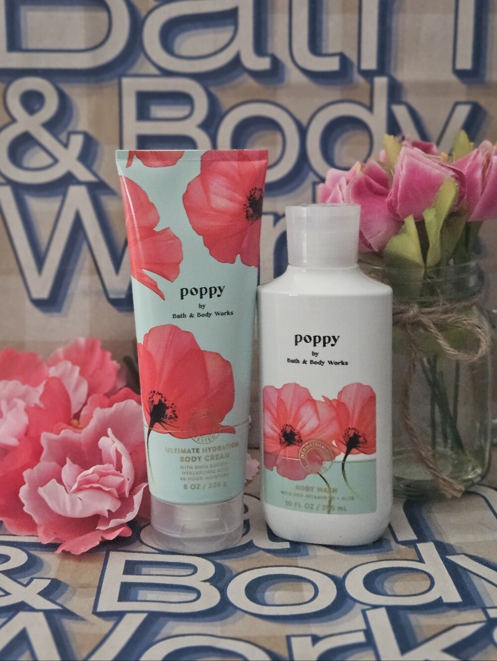 NWT Bath & Body Works Poppy 2-piece Set - Pink, Blue